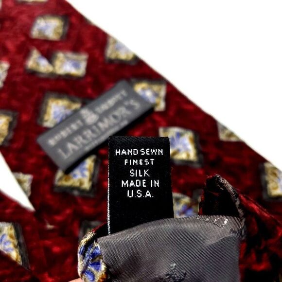 Robert Talbott Larrimor's Silk Tie Print Red Geometric Handsewn USA - Picture 6 of 7